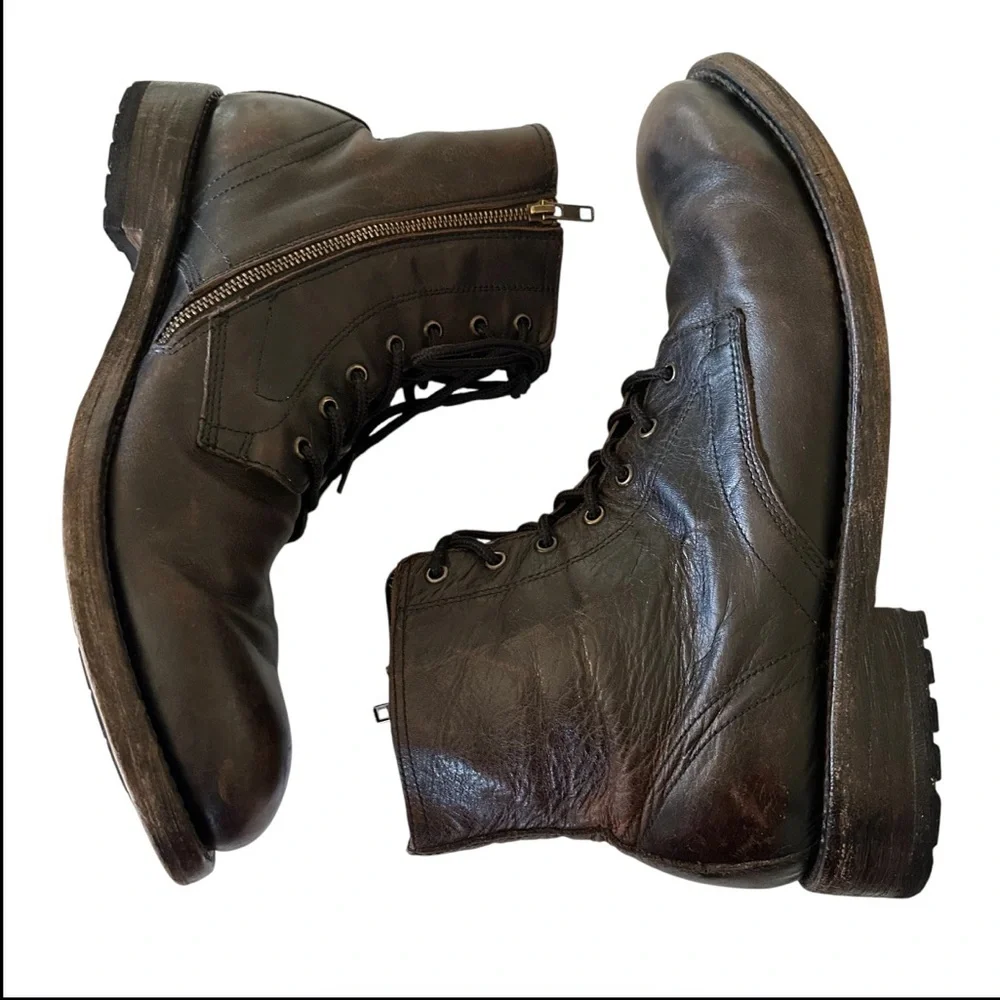 Freebirds Pendleton Brown Leather Lace Up Boots Size 14